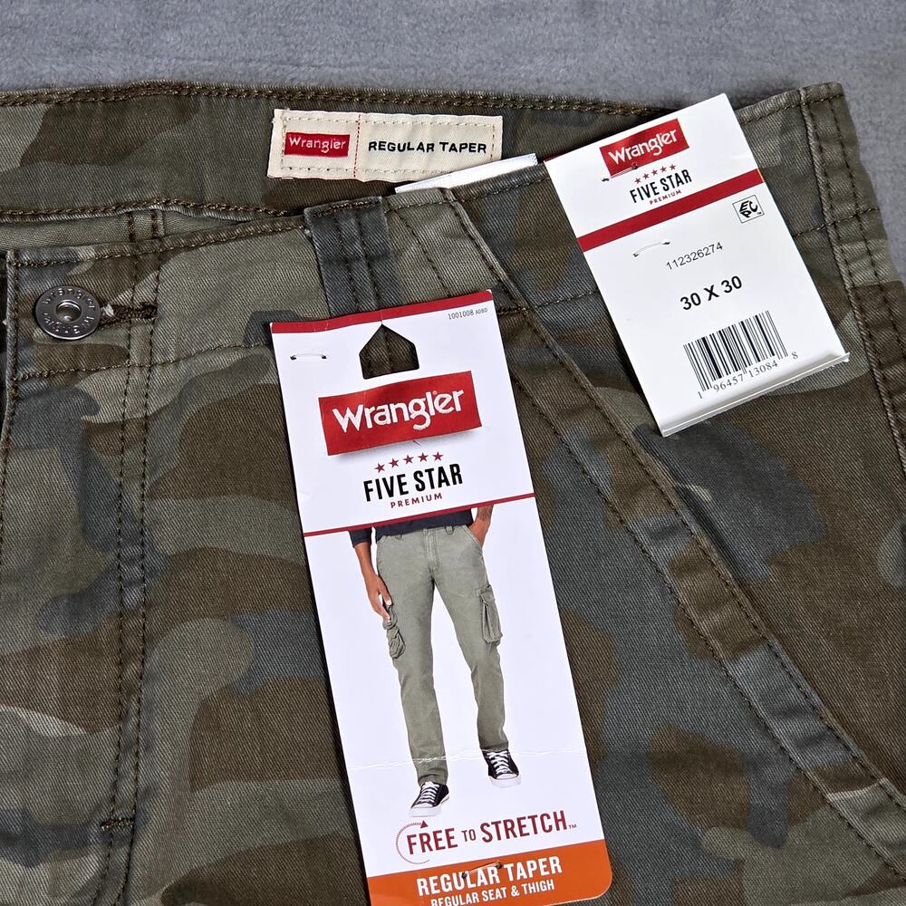 NWT  Wrangler Camo Pants Regular Taper 30x30 Mens - Picture 2 of 8